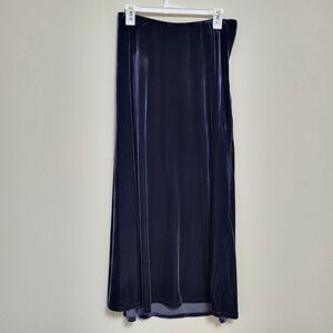 Talbots Blue Velvet Skirt Women 6 Long A Line Holiday Classic Maxi 90s Vtg USA